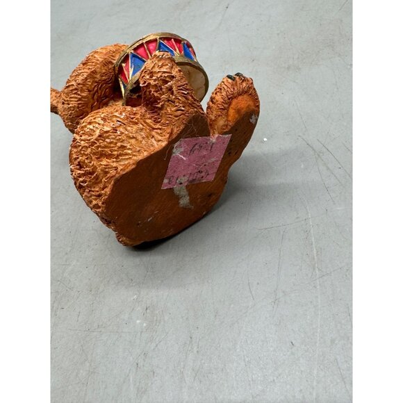 Vintage Ceramic Teddy Bear Drummer Figurine brown dots playful 3" bow tie READ - Picture 6 of 6
